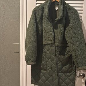 Jcrew mixed media coat - olive green